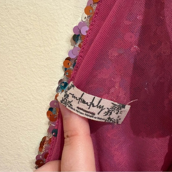 Free People Pink Big Night Sequin Crop Top Size Medium - Picture 6 of 7